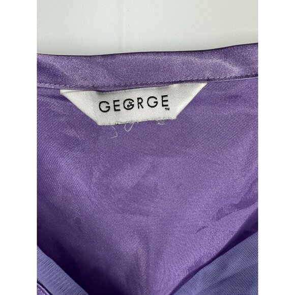 GEORGE Cami Tank Top Shiny Smooth Satin Purple Lace Baby Doll XL(16/18) - Picture 7 of 8